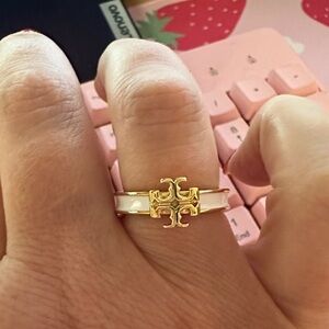 NWT Tory Burch white and gold ring.